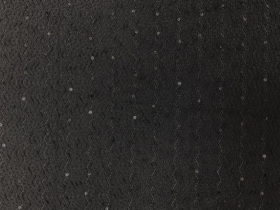 Black Poly Wave Sequin Boucle Novelty Knit Fabric