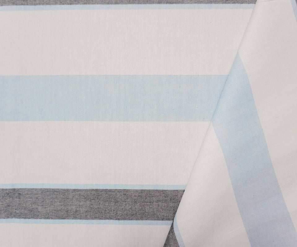 White-Blue Famous Maker Cotton Stripe Oxford Woven Fabric