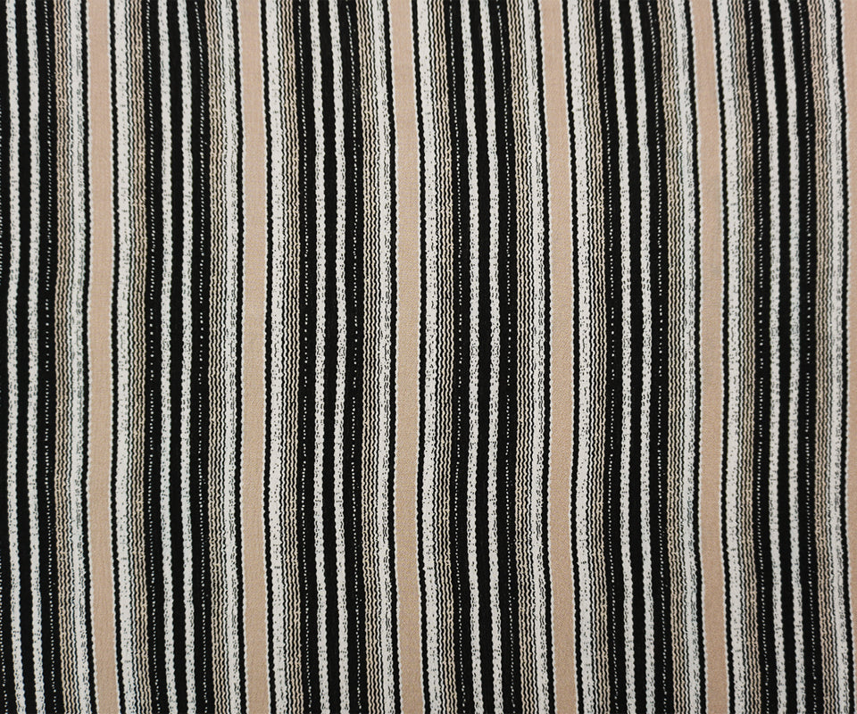 Black-White-Beige Famous Maker Rayon Stripe Crepon Woven Fabric
