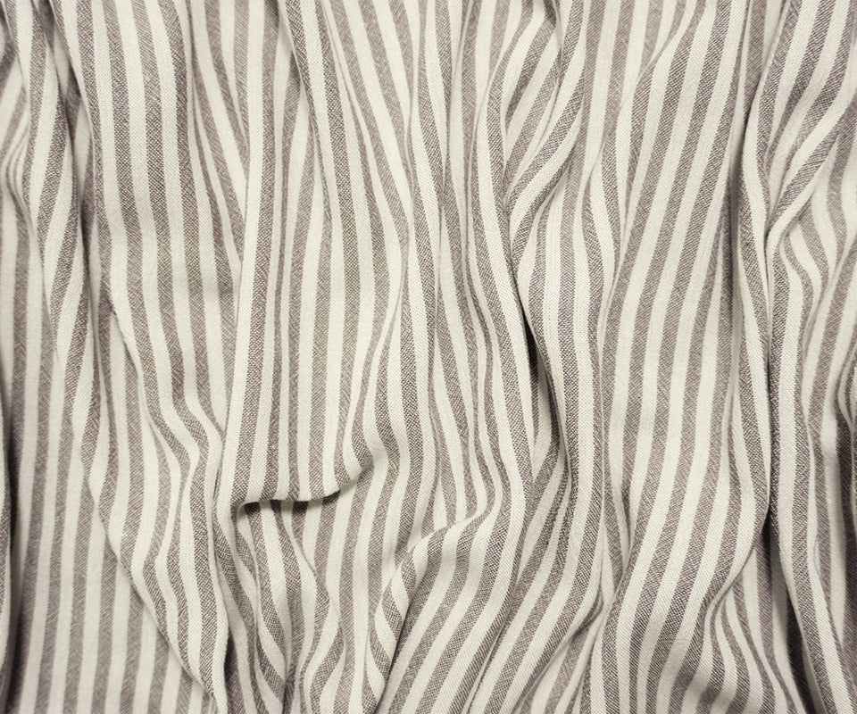 Gray-White Famous Maker Rayon Stripe Crepon Woven Fabric
