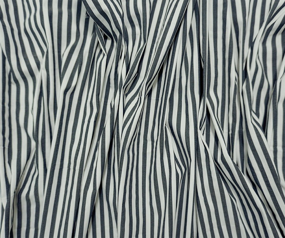 Black-White Famous Maker Cotton Nylon Stretch Stripe Woven Fabric