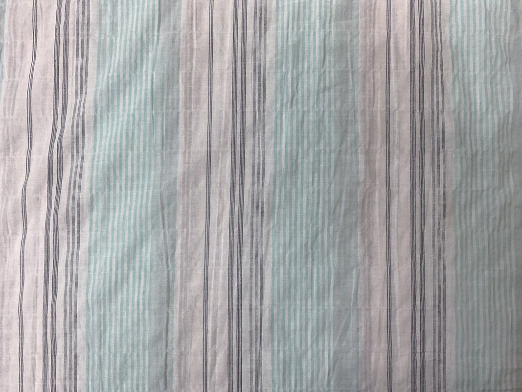 Teal Cotton Spandex Stretch Stripe Gauze Woven Fabric