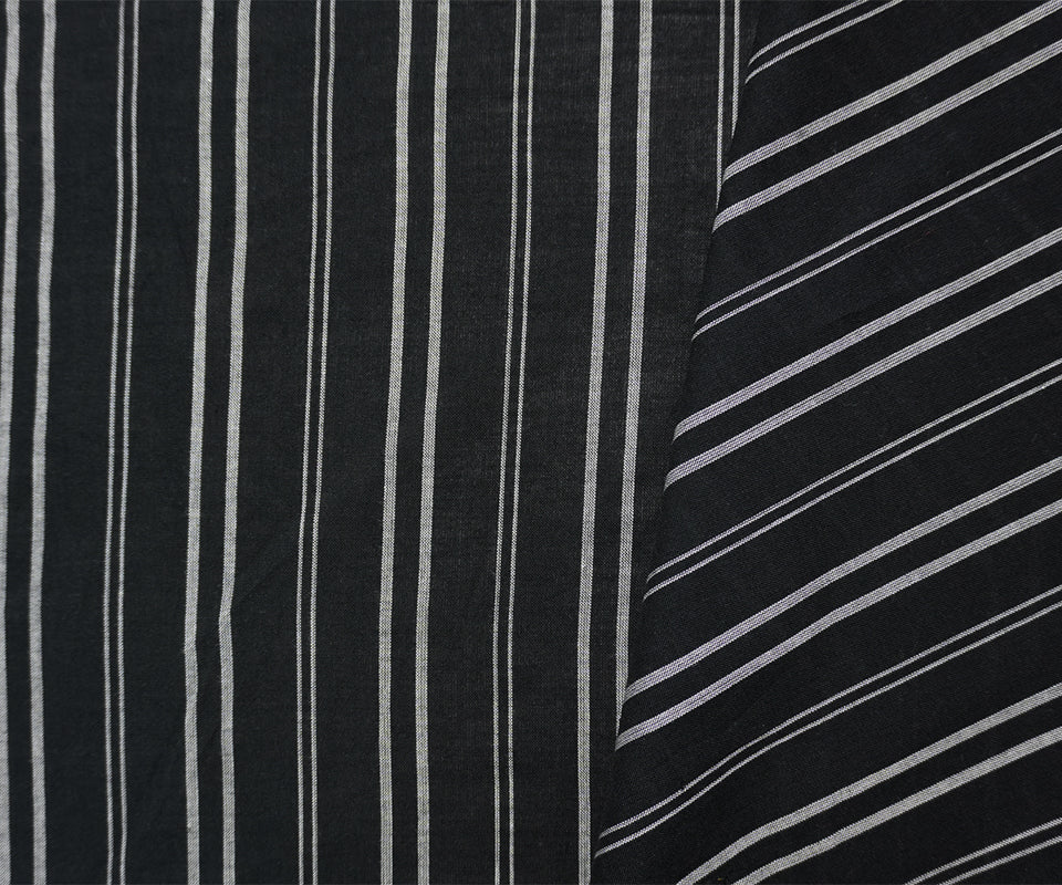 Black-White Cotton Stripe Voile Woven Fabric