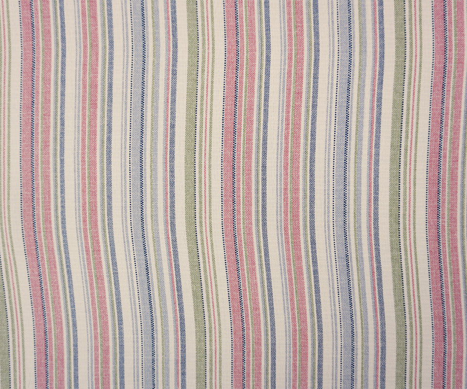 Red-Blue-Off-White Poly Stripe Dobby Woven Fabric