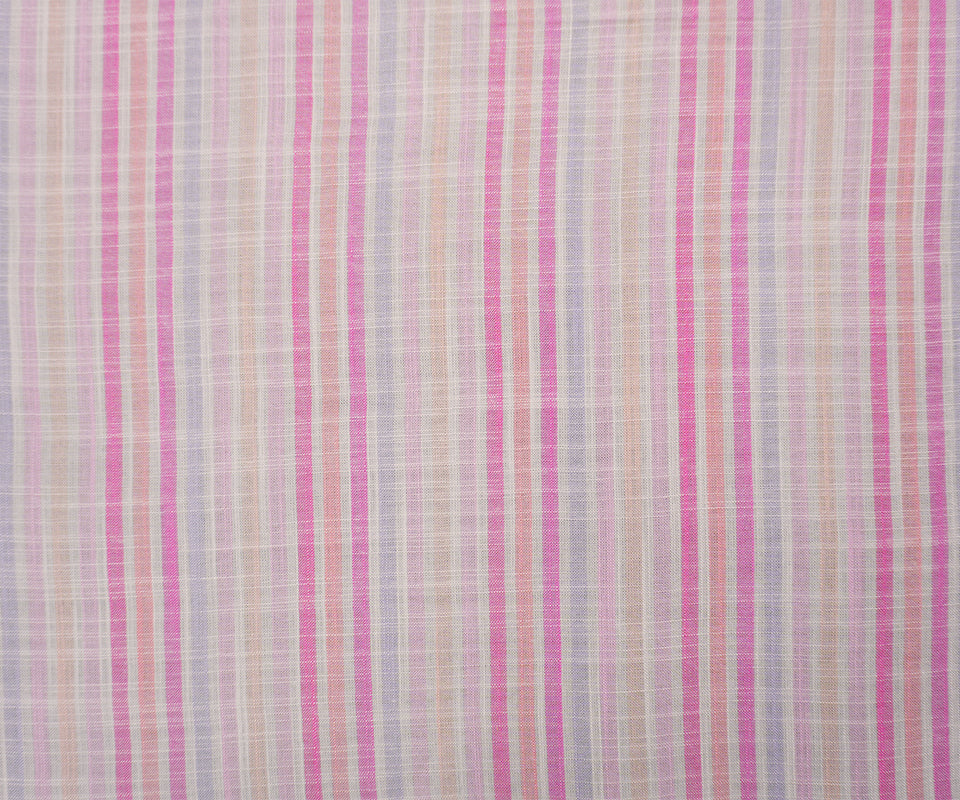 Pink Rayon Stripe Slub Challis Woven Fabric