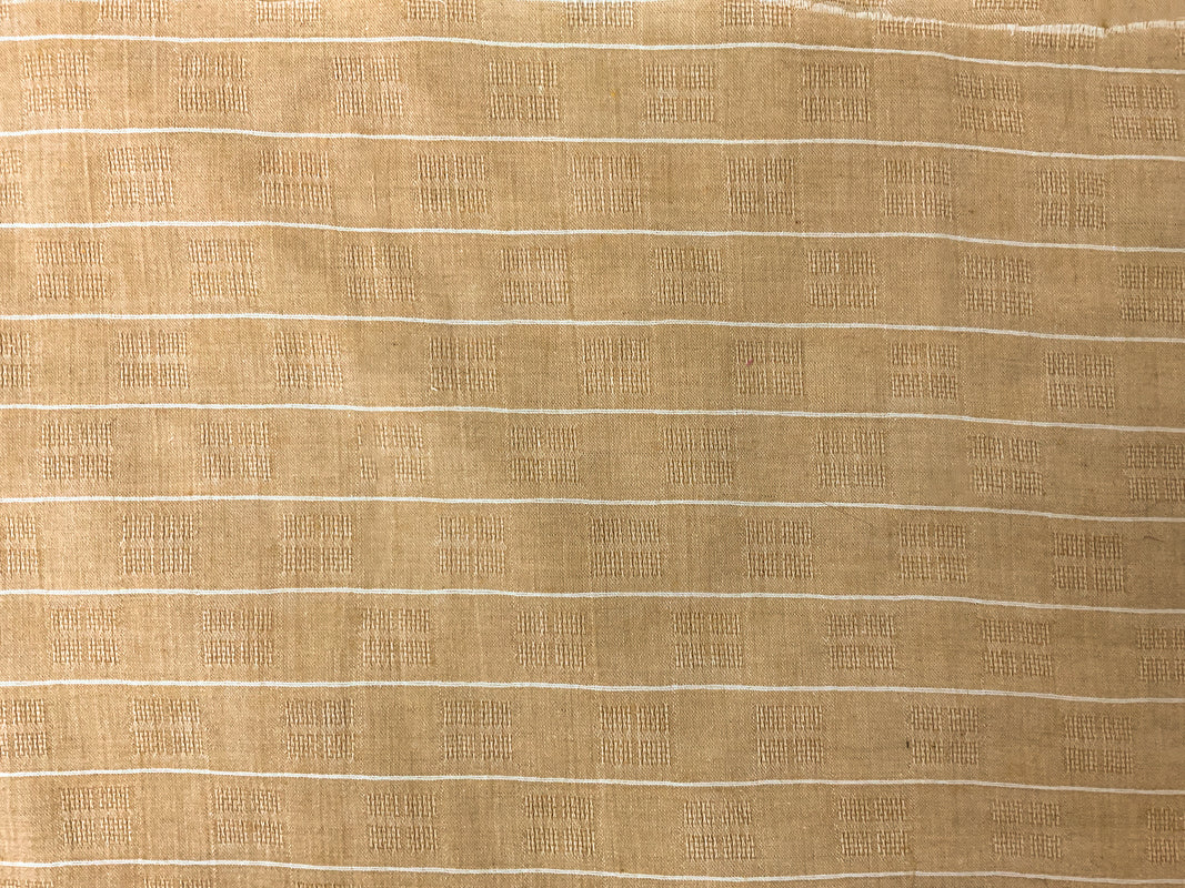 Mustard Yellow-White Poly-Cotton Stripe Dobby Woven Fabric