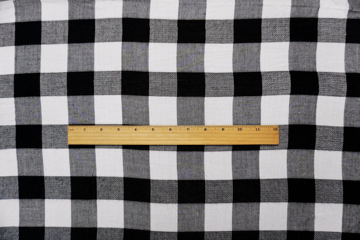 Black-White Rayon Check Leno Weave Fabric