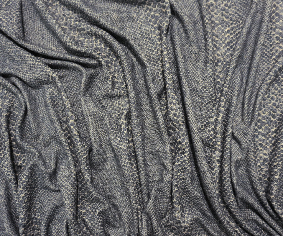 Gray Designer Poly Blend Reptile Double Brush Jersey Knit Fabric