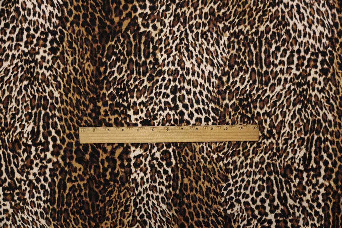 Brown-Multi Famous Designer Rayon Leopard Jersey Knit Fabric