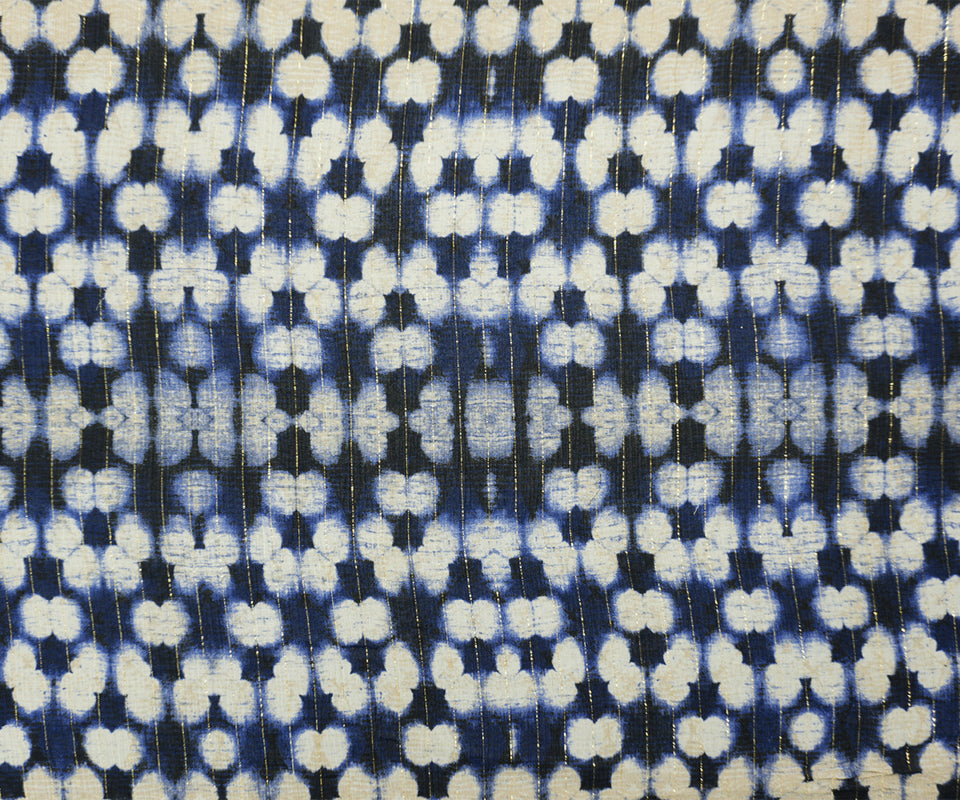 Blue-Gold Famous Designer Viscose Silk Abstract Chiffon Fabric