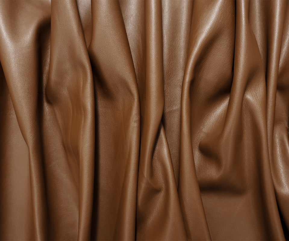 Brown Famous Designer PU Faux Leather Knit Fabric