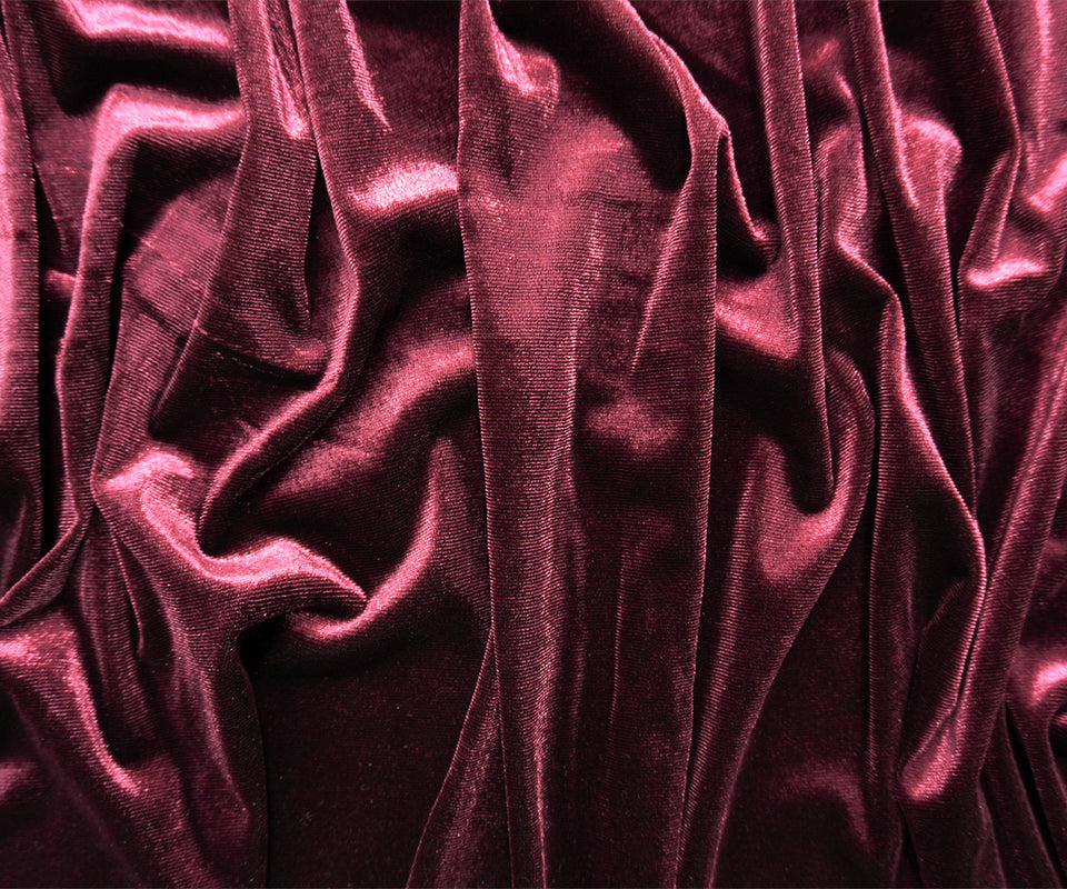 Red Famous Designer Poly Nylon Spandex Solid Velvet Knit Fabric