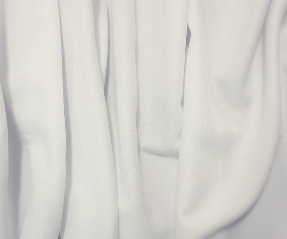 White Polyester Solid Crepe Woven Fabric