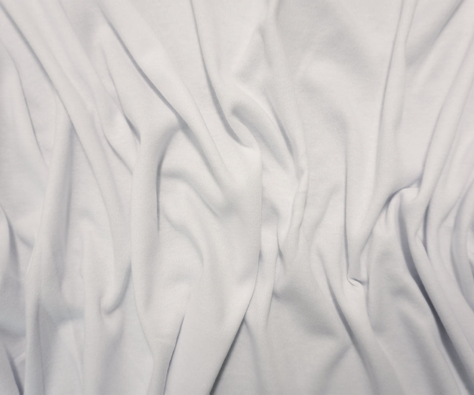 White Cotton-Poly Solid Interlock Knit Fabric