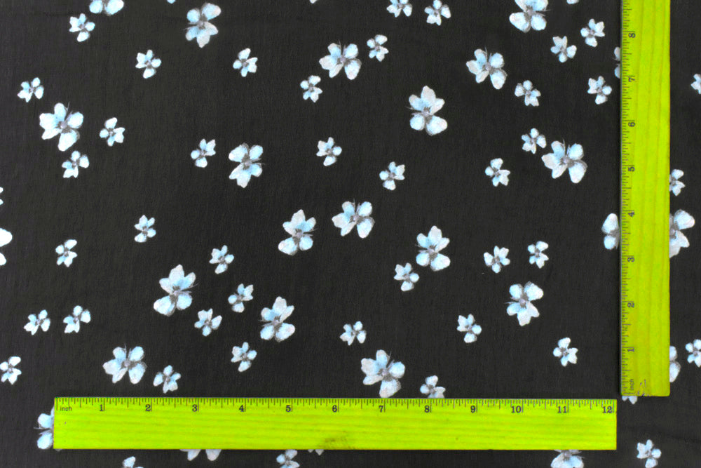 Black-Teal-Multi Famous Designer Floral Print Viscose Chiffon Woven Fabric