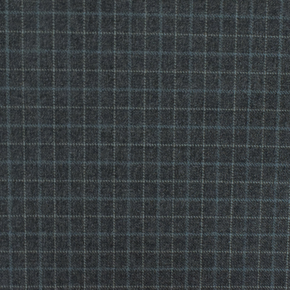 Gray-Multi Check Wool Polyester Twill Woven Suiting Fabric