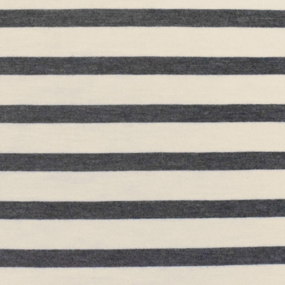 Gray-Ivory Stripe Stretch Spandex Rayon Modal Jersey Knit Fabric