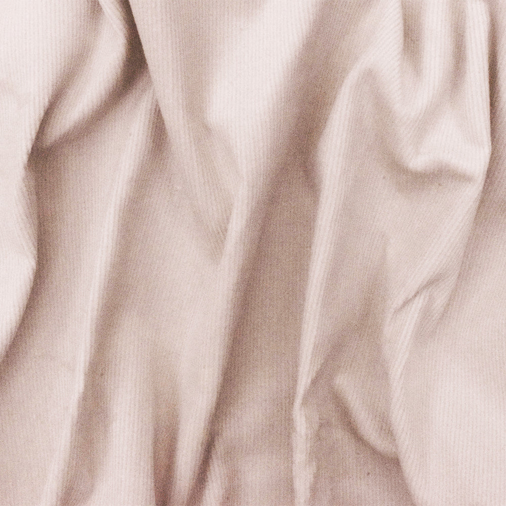 Beige Solid Stretch Cotton Spandex Featherwale Corduroy Woven Fabric