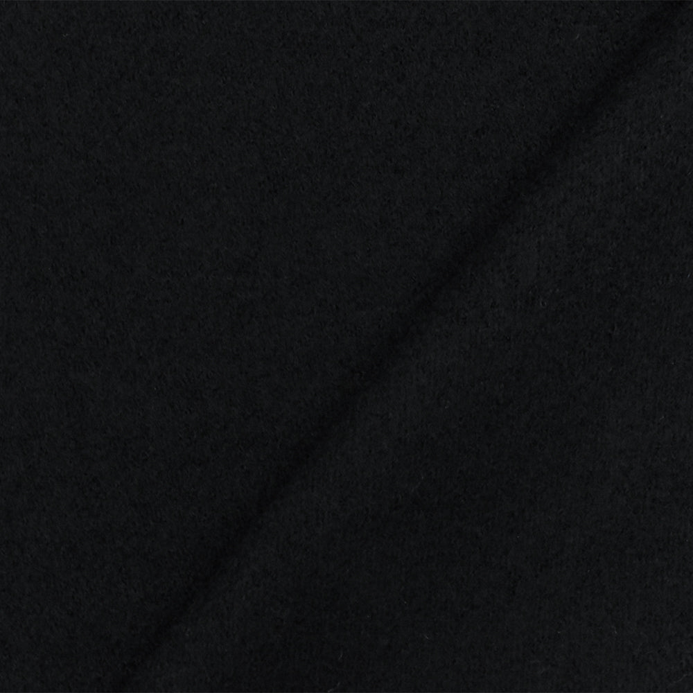 Black Solid Wool Brushed Boucle Knit Jacketing Fabric