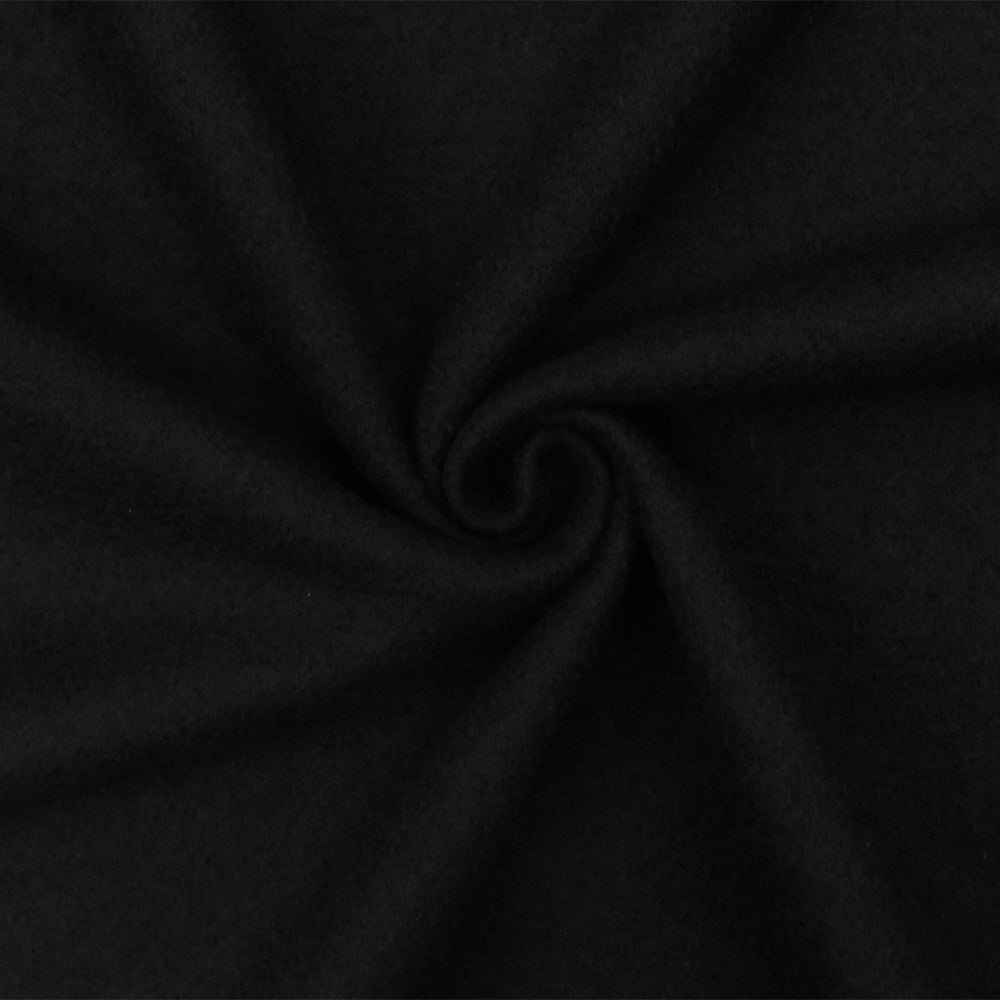 Black Solid Wool Brushed Boucle Knit Jacketing Fabric