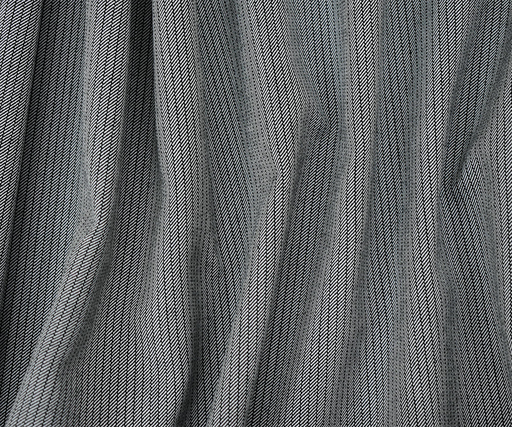 Black-White Polyester Wool Blend Striped Twill Woven Suiting Fabric