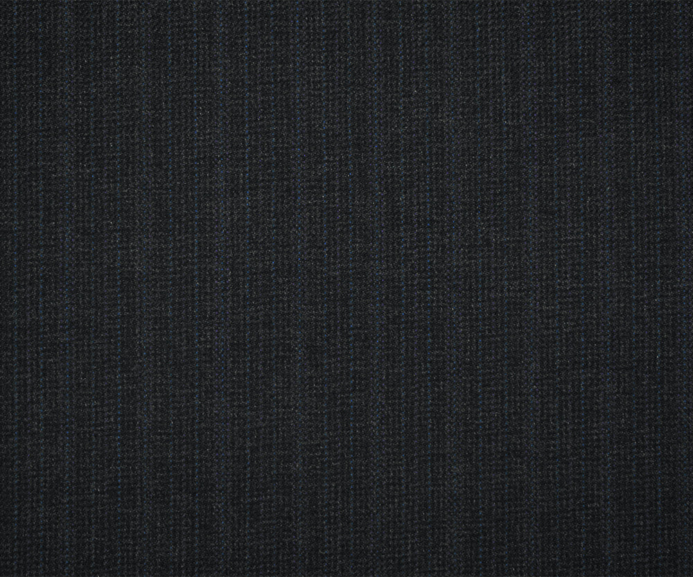 Black-Blue-Multi Wool Polyester Texture Stripe Twill Suiting Woven Fabric