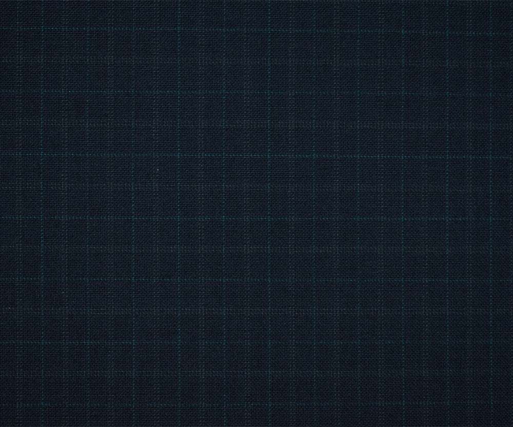 Navy-Gray-Green Wool Polyester Check Pattern Shirting Woven Fabric