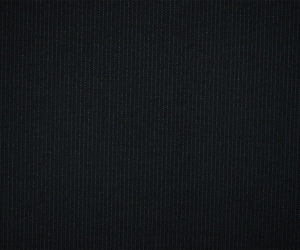 Black-Midnight Blue Wool Polyester Striped Dobby Suiting Woven Fabric
