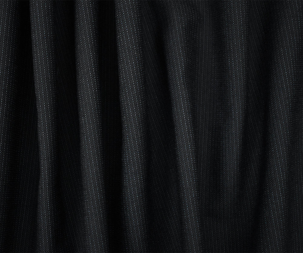 Black-Cool Gray Wool-Poly Stripe Woven Dobby Suiting Fabric