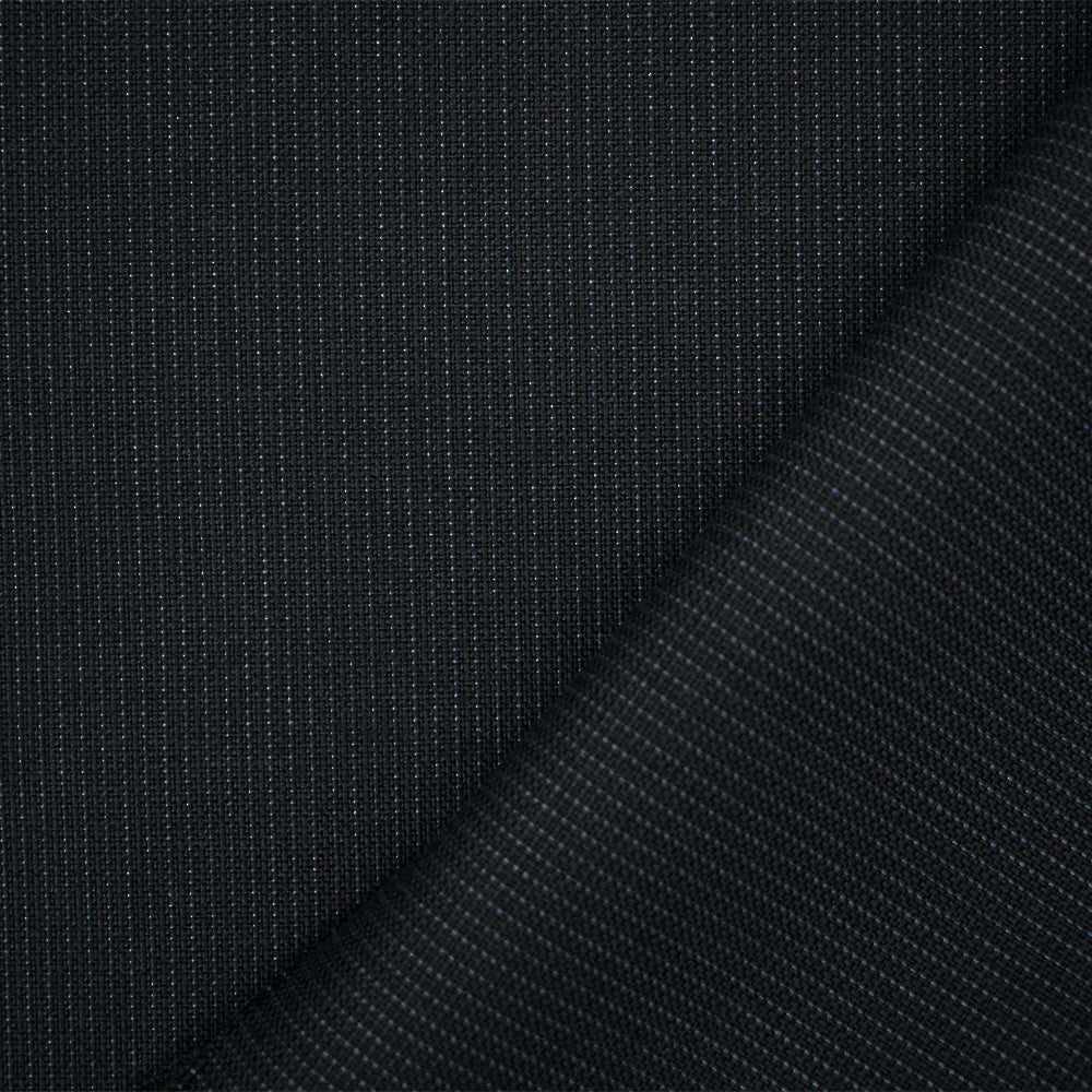 Black-Cool Gray Wool-Poly Stripe Woven Dobby Suiting Fabric