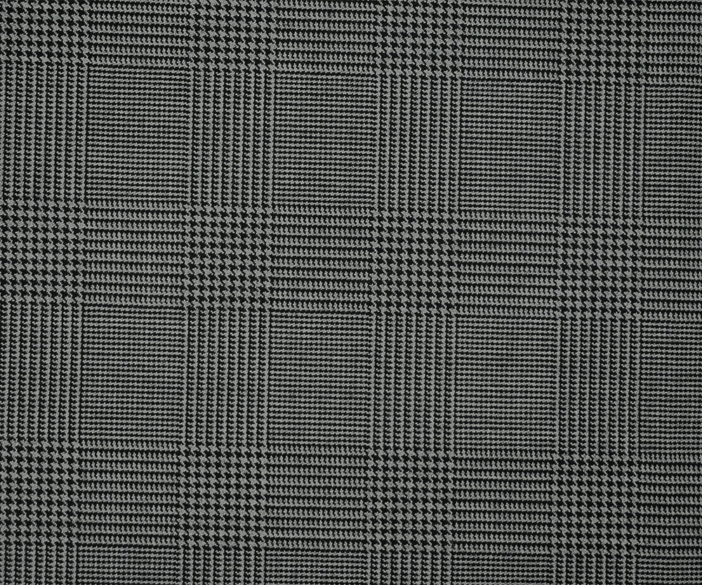 Black-Gray Wool Polyester Glen Plaid Suiting Woven Fabric