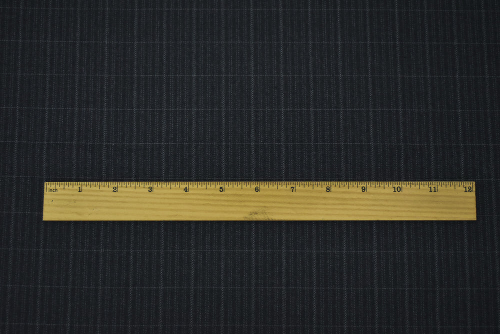 Black-Gray Polyester Wool Plaid Striped Pattern Twill Suiting Fabric