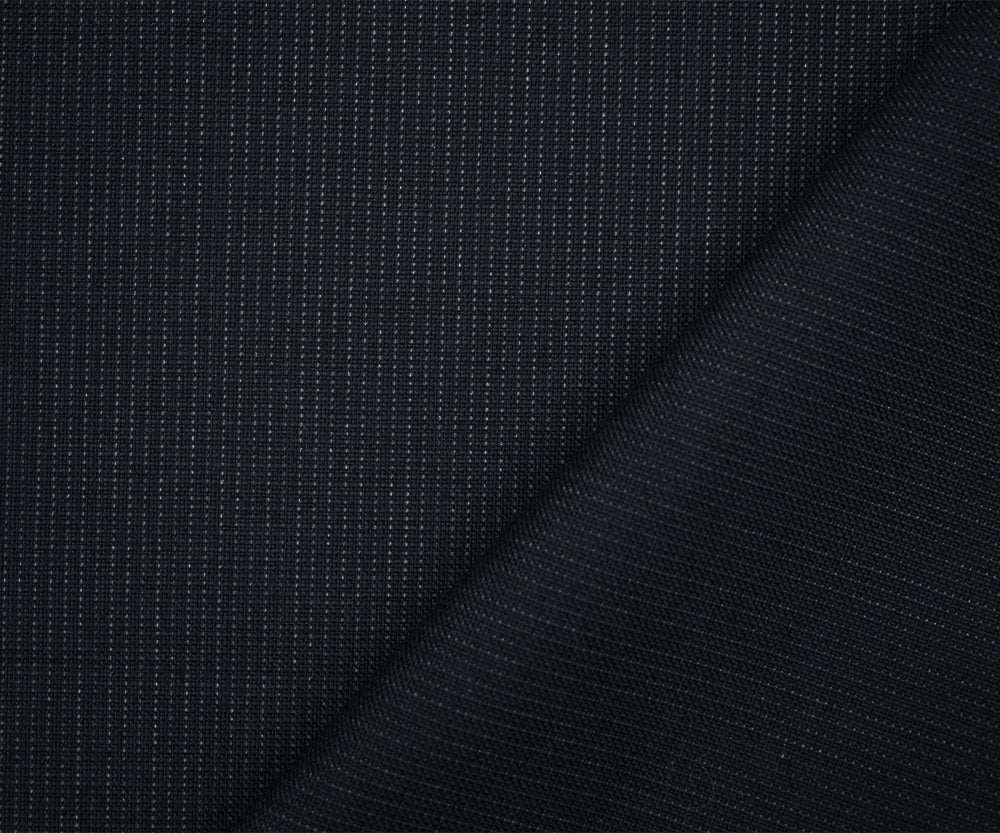 Black-Gray Poly-Wool Subtle Striped Woven Shirting Fabric
