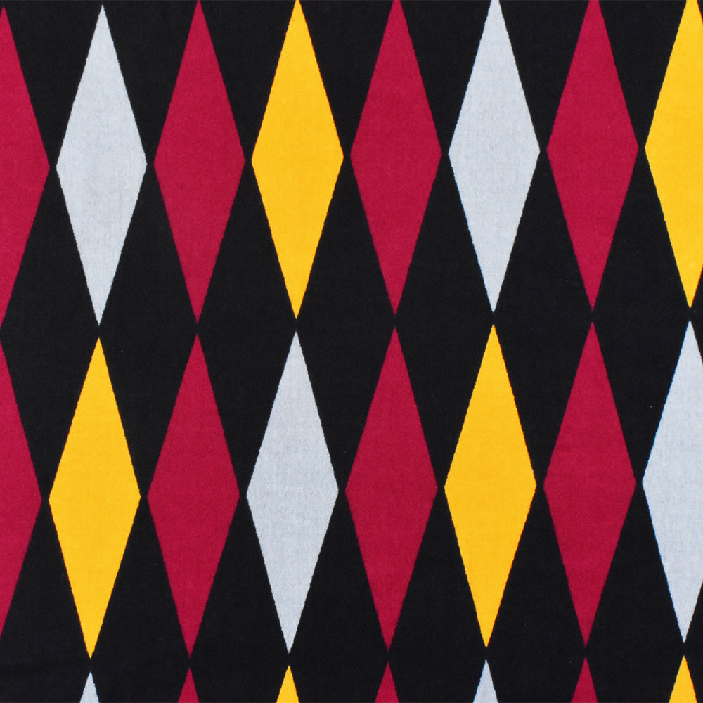 Red-Black-Multi Diamond Printed Stretch Cotton Spandex Twill Sateen Fabric