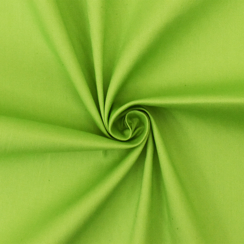 Green Solid Cotton Stretch Spandex Poplin Woven Fabric