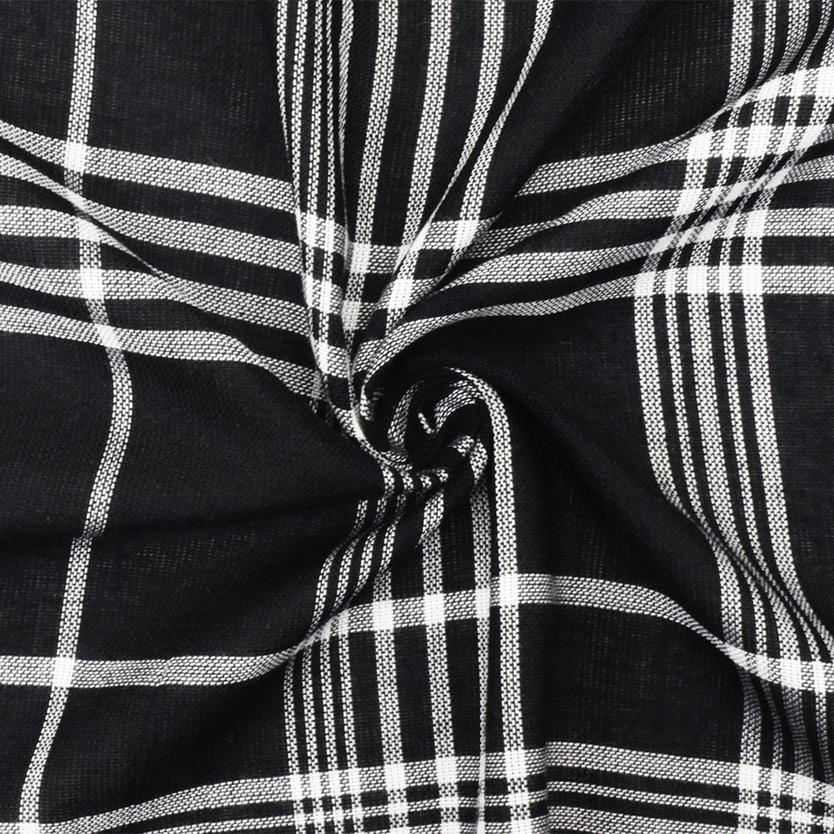 Black-White Famous Maker Cotton Plaid Gauze Woven Fabric