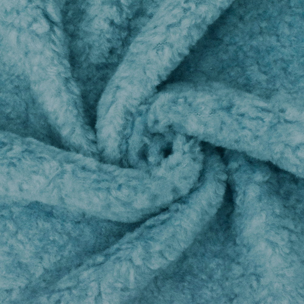 Teal Blue Famous Designer Acrylic Blend Cozy Sherpa Fleece Knit Fabric