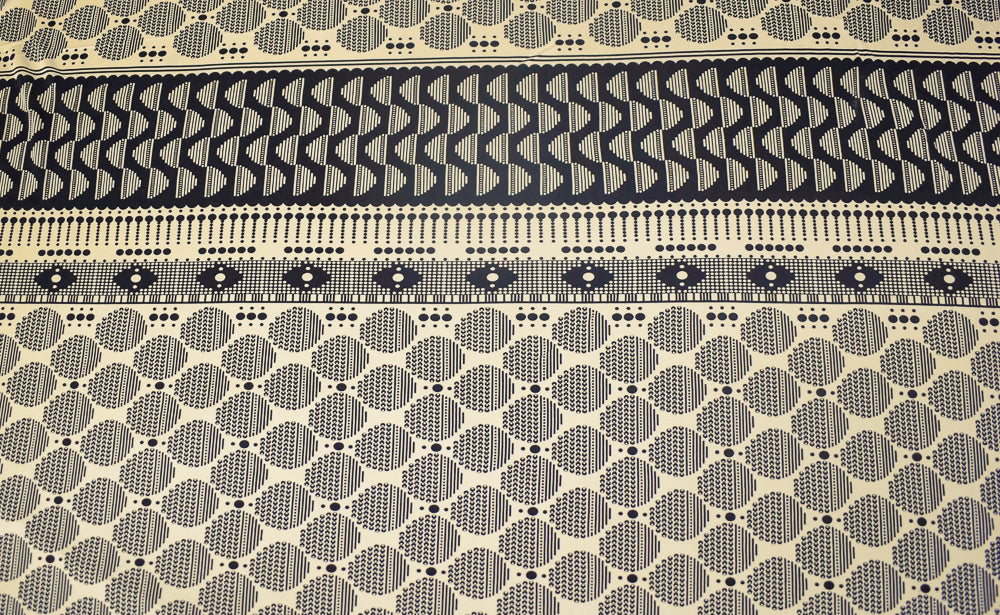 Black-Beige Dot Striped Pattern Printed Stretch Silk Jersey Knit Fabric