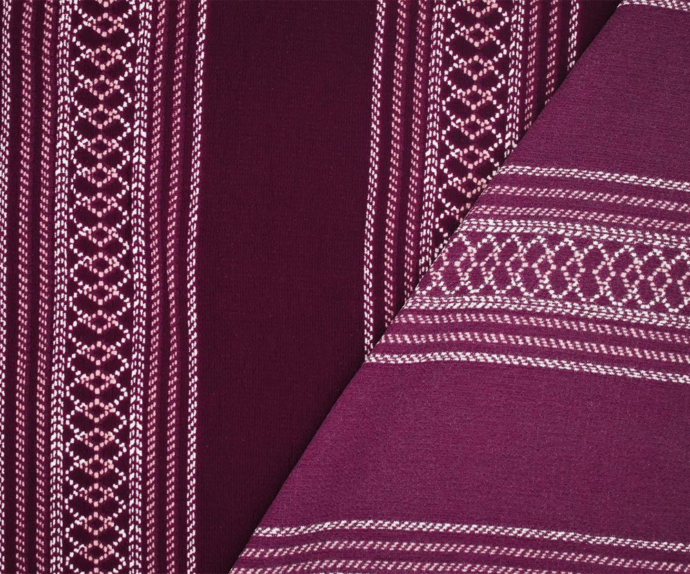 Magenta Purple-White Aztec Stripe Printed Poly Crepe Georgette Fabric