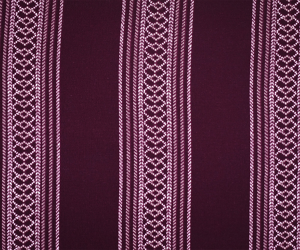 Magenta Purple-White Aztec Stripe Printed Poly Crepe Georgette Fabric