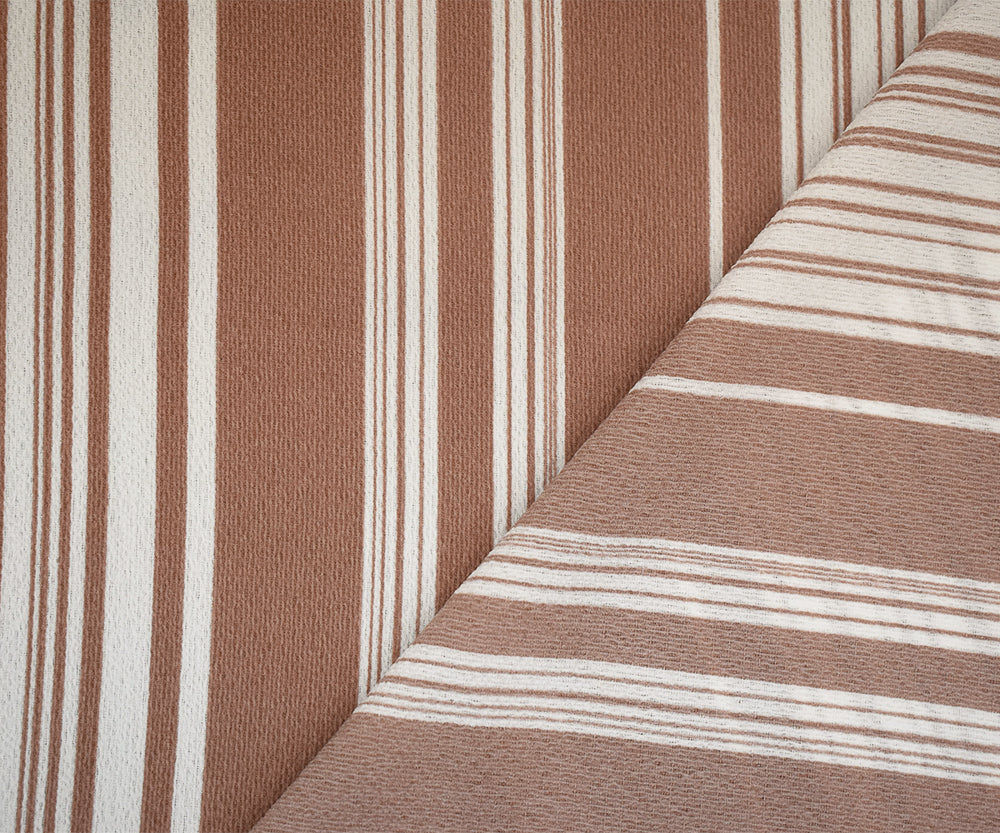 Brown-White Stripe Printed Poly Crepe Georgette Woven Fabric