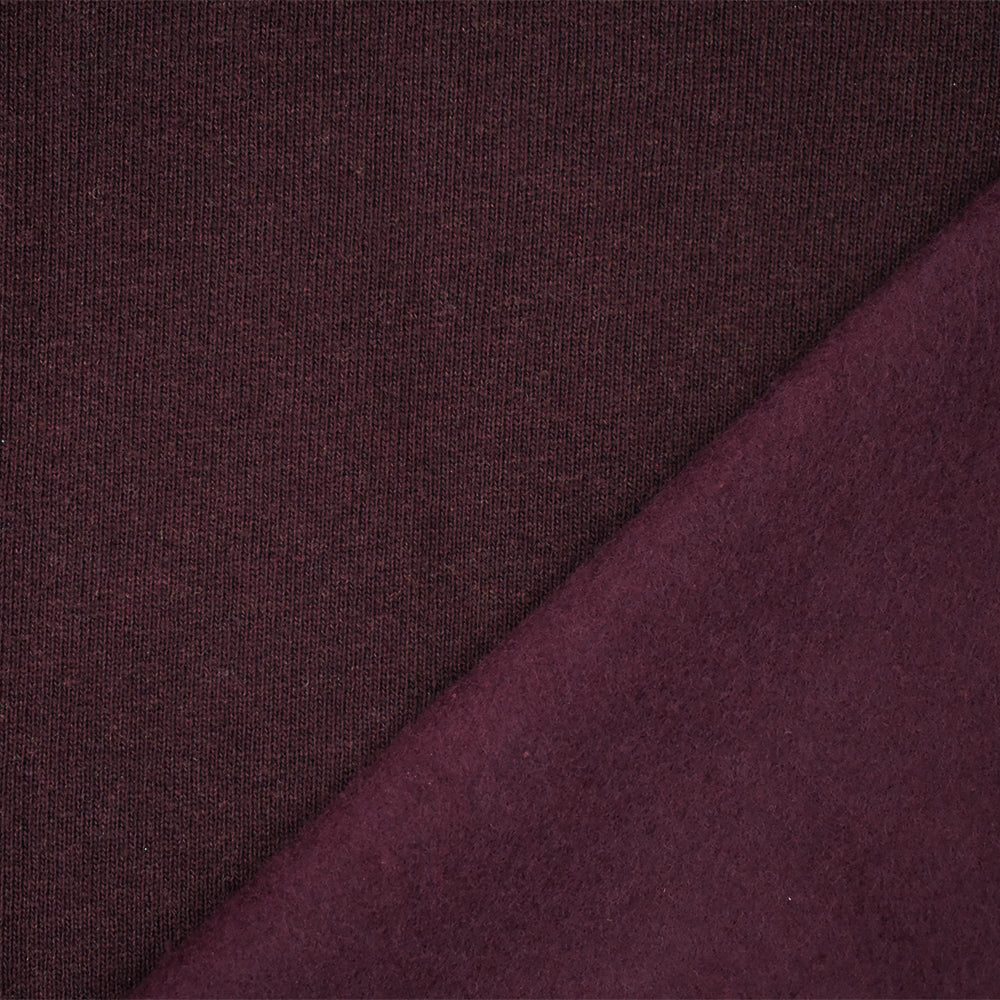 Maroon Red Cotton Wool Stretch Spandex Sweatshirt Fleece Knit Fabric