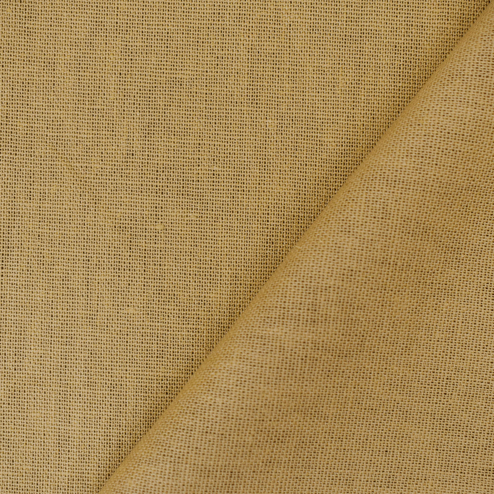 Beige Solid Linen Woven Shirting Fabric