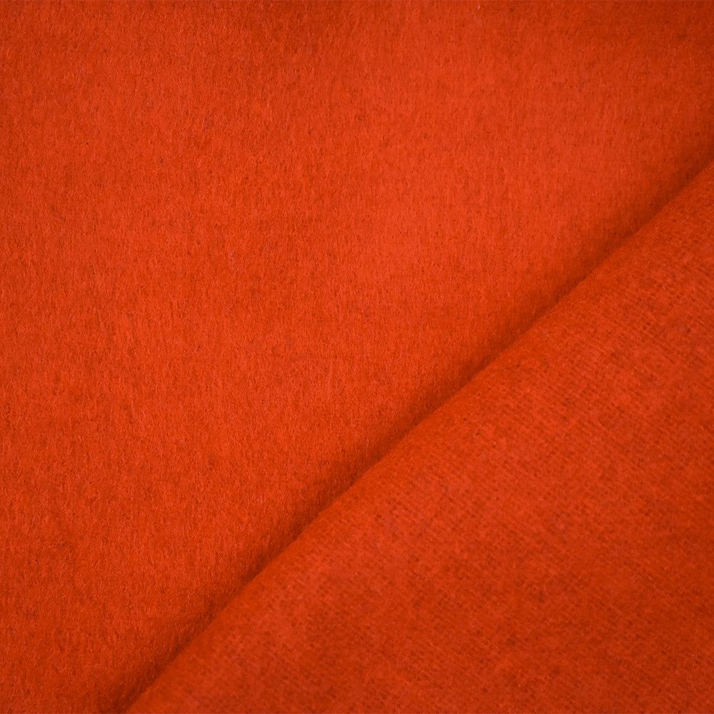 Orange Melton Wool-Poly Blend Solid Brush Double Woven Jacketing Fabric