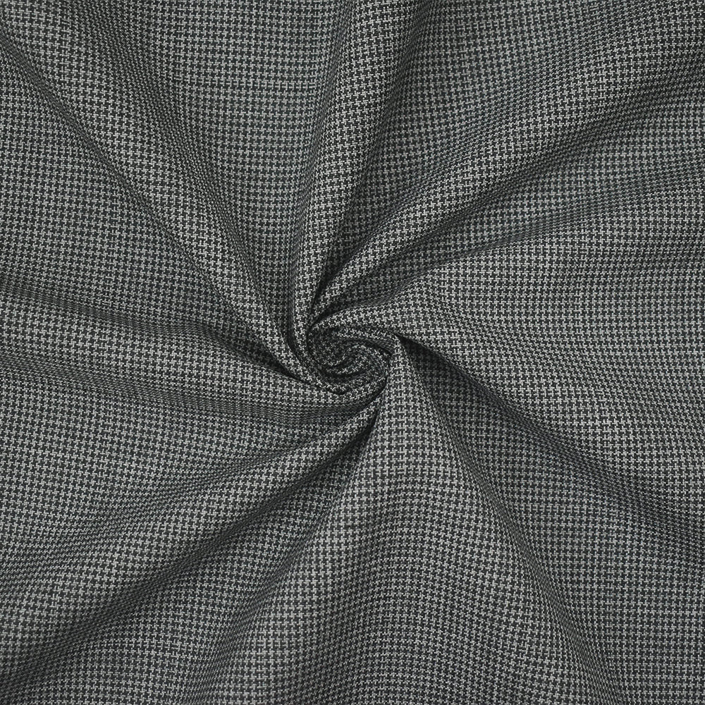 Gray-Black Poly-Wool Houndstooth Check Shirting Woven Fabric