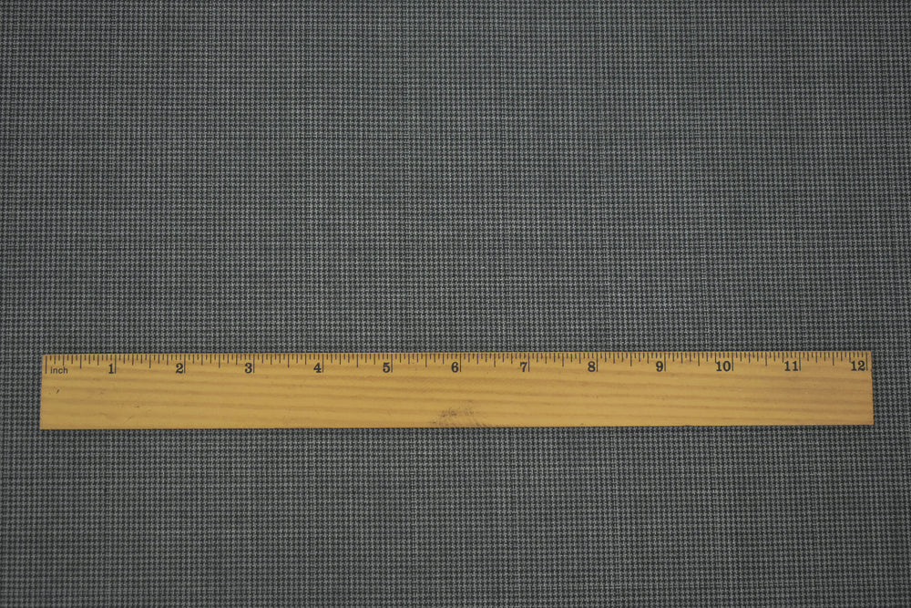 Gray-Black Poly-Wool Houndstooth Check Shirting Woven Fabric