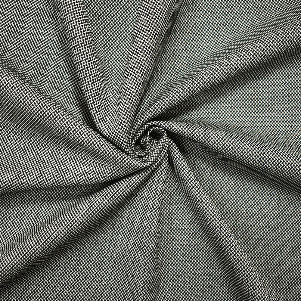 Black-White Poly-Wool Japanese Dobby Woven Suiting Fabric