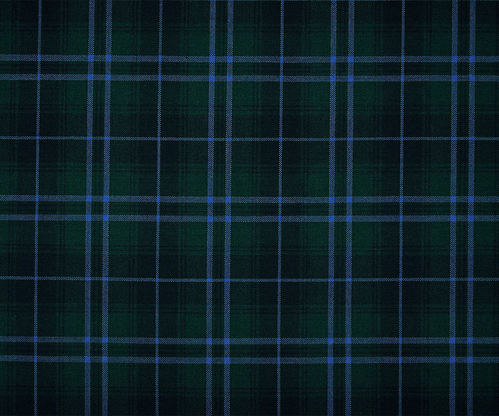 Blue-Green-Multi Poly Wool Plaid Check Shirting Woven Fabric