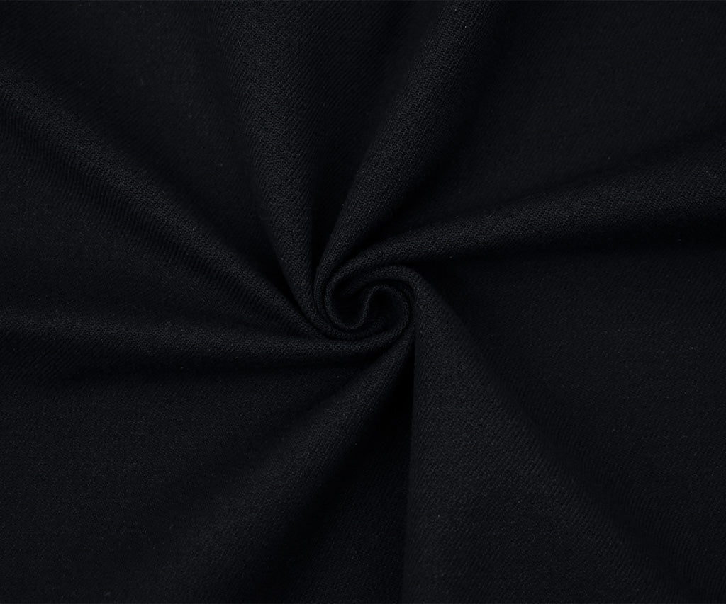 Black Wool-Cotton Solid Twill Jacketing Woven Fabric