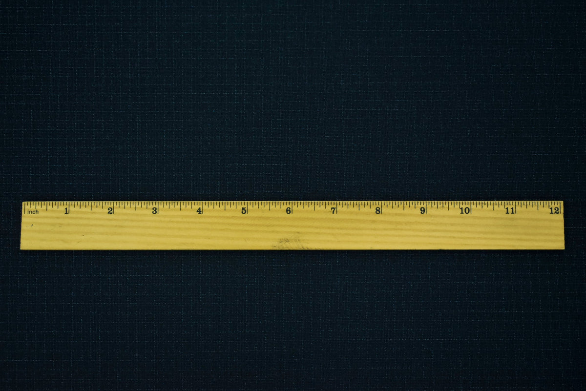Black-Deep Blue Poly-Wool Stretch Check Grid Shirting Woven Fabric